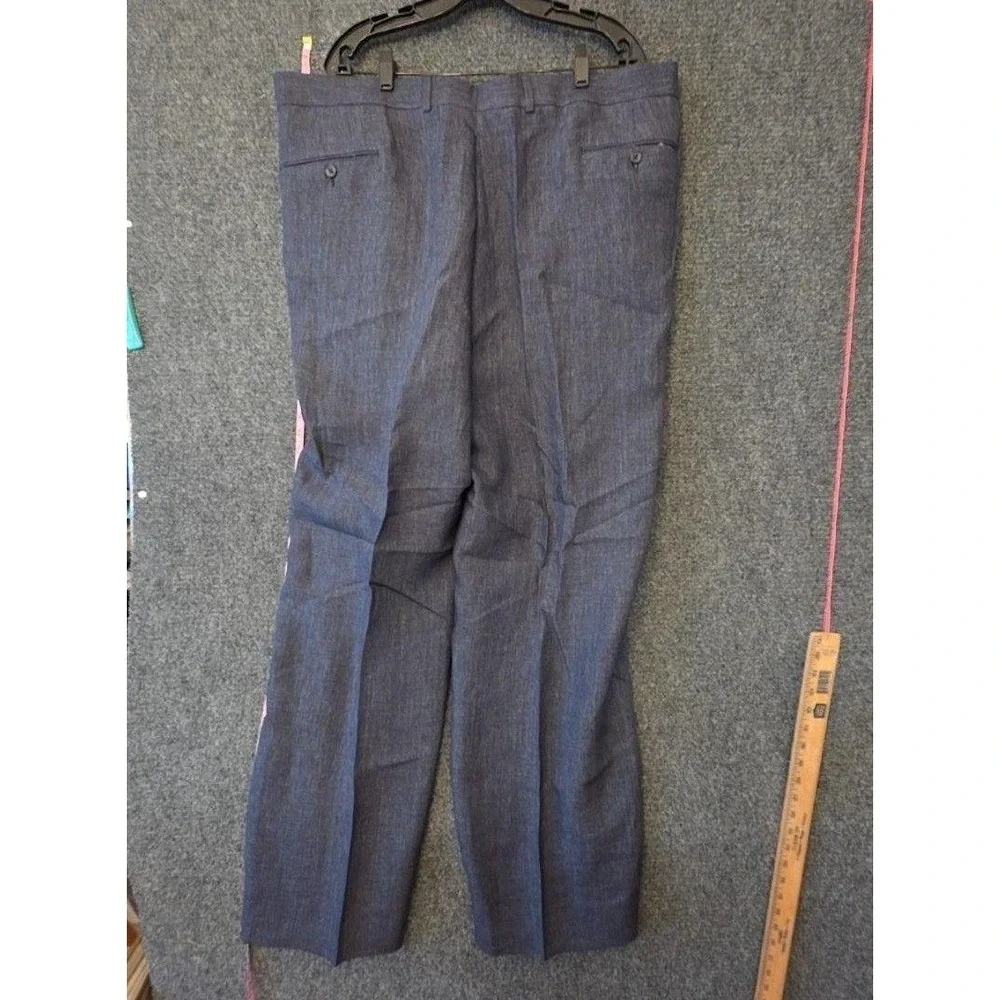 Paul Frederick Dress Pants Mens 44x42 Blue Pleated Straight Leg Regular Fit